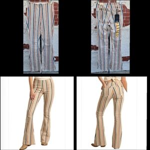 25x34 -> 25x32 1/2" TALL New Rock & Roll Denim Pull On Flare Jean Pant Striped